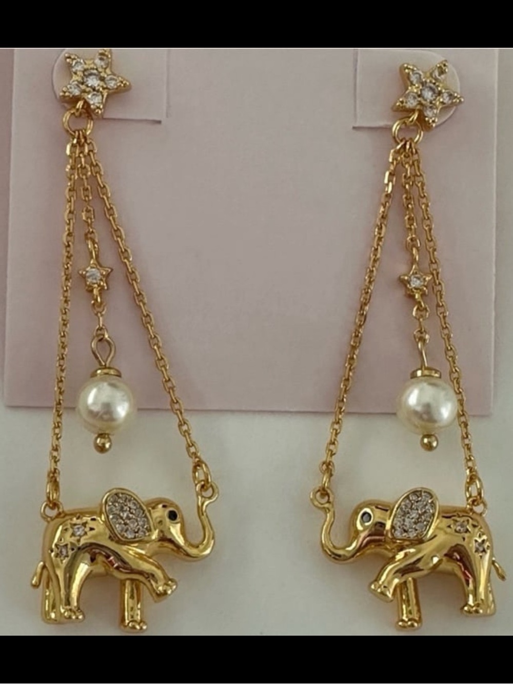 kate spade Gold Elephant Drop Earrings with Pearl Accents